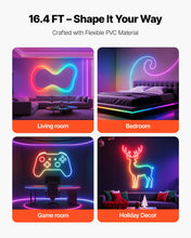 Load image into Gallery viewer, LED Neon Rope Light, 16.4 Ft, Flexible RGB-IC LED Strip Light, Control With App/Remote, Works With Alexa &amp; Google Assistant, Music Syncing, Custom DIY Neon Flex Lights, For Bedroom Gaming Indoor
