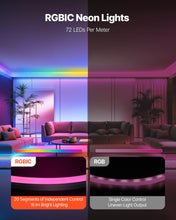 Load image into Gallery viewer, LED Neon Rope Light, 16.4 Ft, Flexible RGB-IC LED Strip Light, Control With App/Remote, Works With Alexa &amp; Google Assistant, Music Syncing, Custom DIY Neon Flex Lights, For Bedroom Gaming Indoor